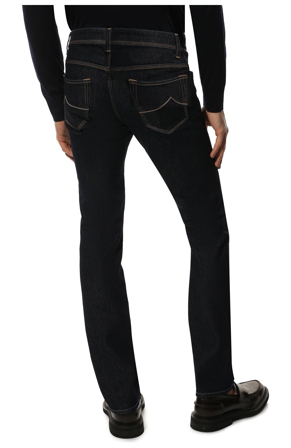 Мужские джинсы JACOB COHEN темно-синего цвета, арт. U Q M06 39 S 3678/001D | Фото 4 (Силуэт М (брюки): Прямые; Кросс-КТ: Деним; Длина (брюки, джинсы): Стандартные; Материал внешний: Хлопок, Деним; Стили: Минимализм)