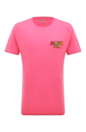 Мужская хлопковая футболка MOSCHINO розового цвета, арт. A1910/2316 | Фото 1 (Кросс-КТ: Пляж; Принт: Без принта; Рукава: Короткие; Длина (для топов): Стандартные; Материал внешний: Хлопок; Стили: Романтичный)