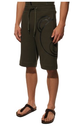 Мужские хлопковые домашние шорты MOSCHINO темно-зеленого цвета, арт. A4314/8121 | Фото 3 (Кросс-КТ: домашняя одежда; Материал внешний: Хлопок)