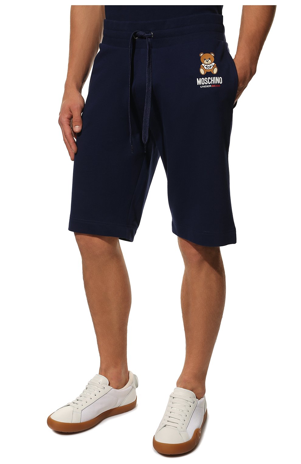 Мужские хлопковые домашние шорты MOSCHINO темно-синего цвета, арт. A4325/8102 | Фото 3 (Кросс-КТ: домашняя одежда; Материал внешний: Хлопок)