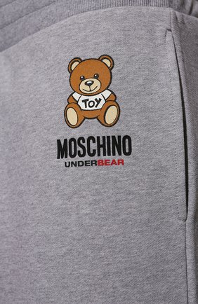 Мужские хлопковые домашние шорты MOSCHINO серого цвета, арт. A4325/8102 | Фото 5 (Кросс-КТ: домашняя одежда; Материал внешний: Хлопок)