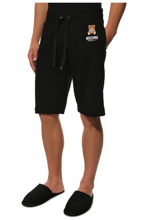 Мужские хлопковые домашние шорты MOSCHINO черного цвета, арт. A4325/8102 | Фото 3 (Кросс-КТ: домашняя одежда; Материал внешний: Хлопок)