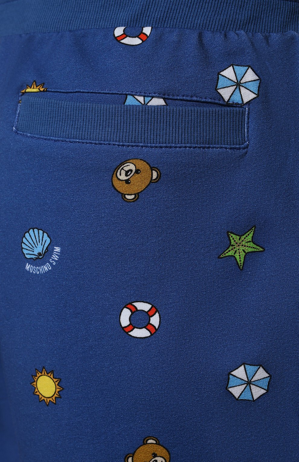Мужские хлопковые шорты MOSCHINO синего цвета, арт. A6712/2330 | Фото 5 (Длина Шорты М: До колена; Случай: Повседневный; Стили: Гранж; Принт: С принтом; Материал внешний: Хлопок)