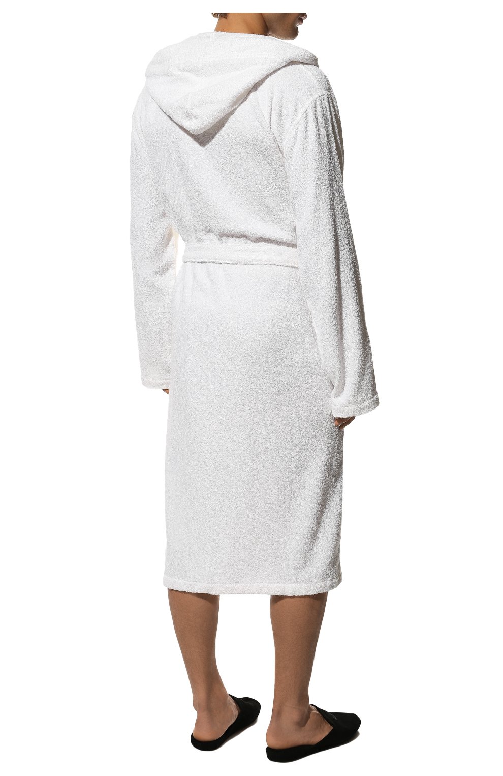 Мужской хлопковый халат MOSCHINO белого цвета, арт. A7302/5165 | Фото 4 (Рукава: Длинные; Кросс-КТ: домашняя одежда; Материал внешний: Хлопок; Длина (верхняя одежда): Длинные)