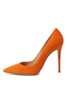 Женские замшевые туфли gianvito 105 GIANVITO ROSSI оранжевого цвета, арт. G28470.15RIC.CAMMANG | Фото 4 (Каблук высота: Высокий; Материал внешний: Кожа, Замша; Материал внутренний: Натуральная кожа; Каблук тип: Шпилька)