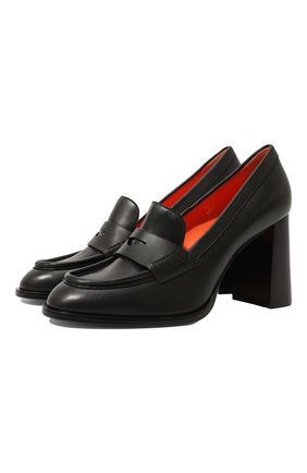Женские кожаные туфли SANTONI черного цвета, арт. WDQQ59981HA3BLGAN01 | Фото 1 (Каблук тип: Устойчивый; Каблук высота: Высокий; Подошва: Плоская; Материал внутренний: Натуральная кожа)