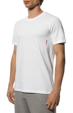 Мужская комплект из двух футболок HUGO белого цвета, арт. 50469769 | Фото 3 (Кросс-КТ: бельё; Рукава: Короткие; Длина (для топов): Стандартные; Материал внешний: Хлопок)