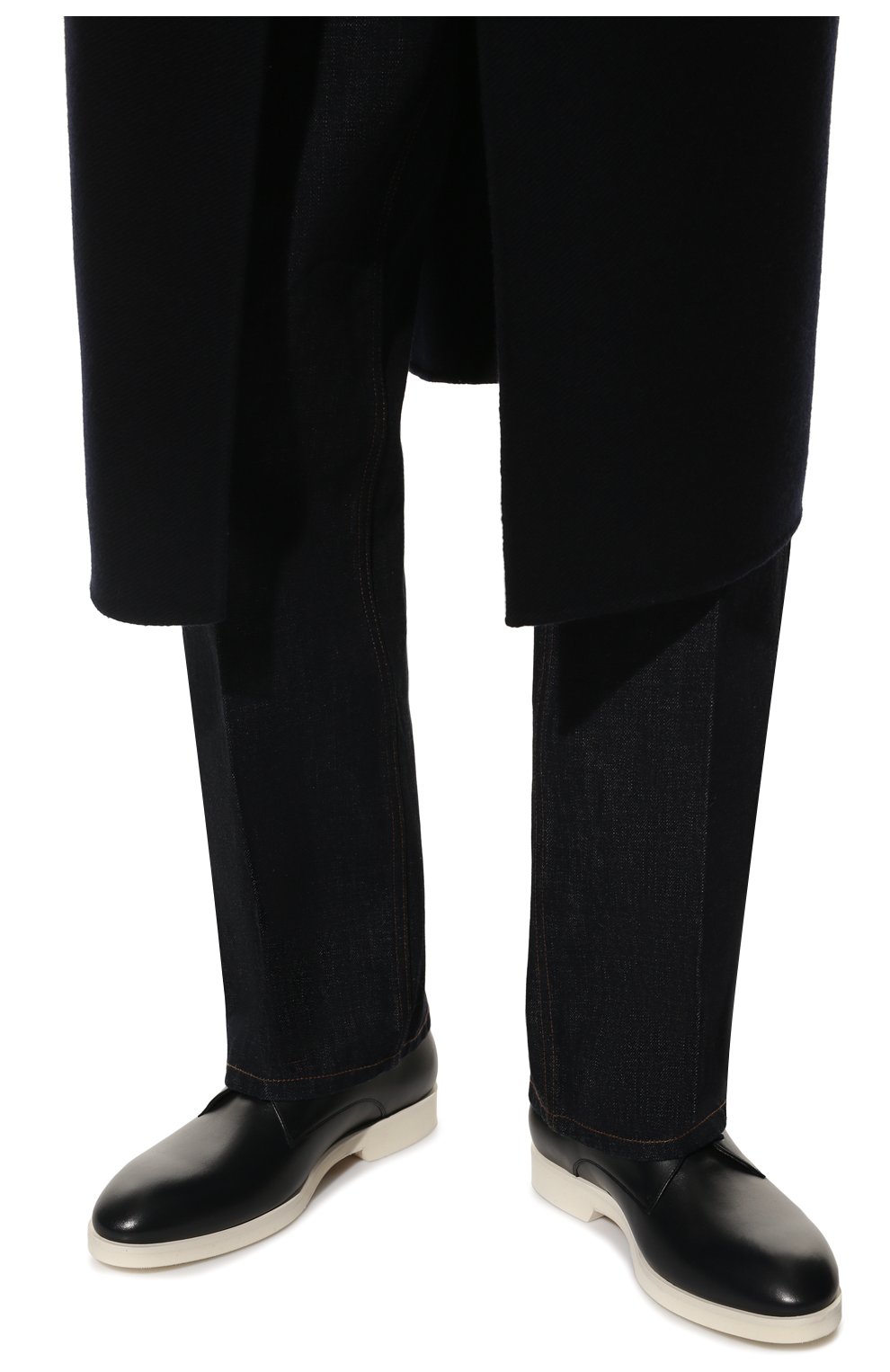 Мужские кожаные дерби BOSS темно-синего цвета, арт. 50473420 | Фото 3 (Материал внешний: Кожа; Стили: Классический)