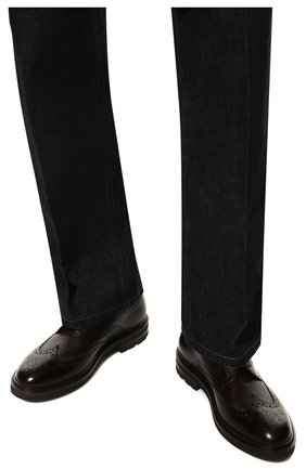 Мужские кожаные дерби H`D`S`N BARACCO темно-коричневого цвета, арт. 82216.BV.0* | Фото 3 (Материал внешний: Кожа; Мужское Кросс-КТ: Броги-обувь; Материал внутренний: Натуральная кожа; Стили: Классический)