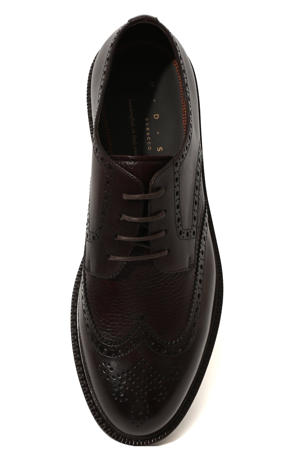 Мужские кожаные дерби H`D`S`N BARACCO темно-коричневого цвета, арт. 82216.BV.0* | Фото 6 (Материал внешний: Кожа; Мужское Кросс-КТ: Броги-обувь; Материал внутренний: Натуральная кожа; Стили: Классический)