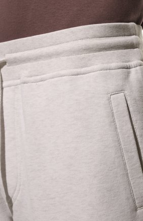 Мужские хлопковые джоггеры BRUNELLO CUCINELLI белого цвета, арт. MTU143374G | Фото 5 (Длина (брюки, джинсы): Стандартные; Материал внешний: Хлопок; Силуэт М (брюки): Джоггеры; Стили: Кэжуэл)