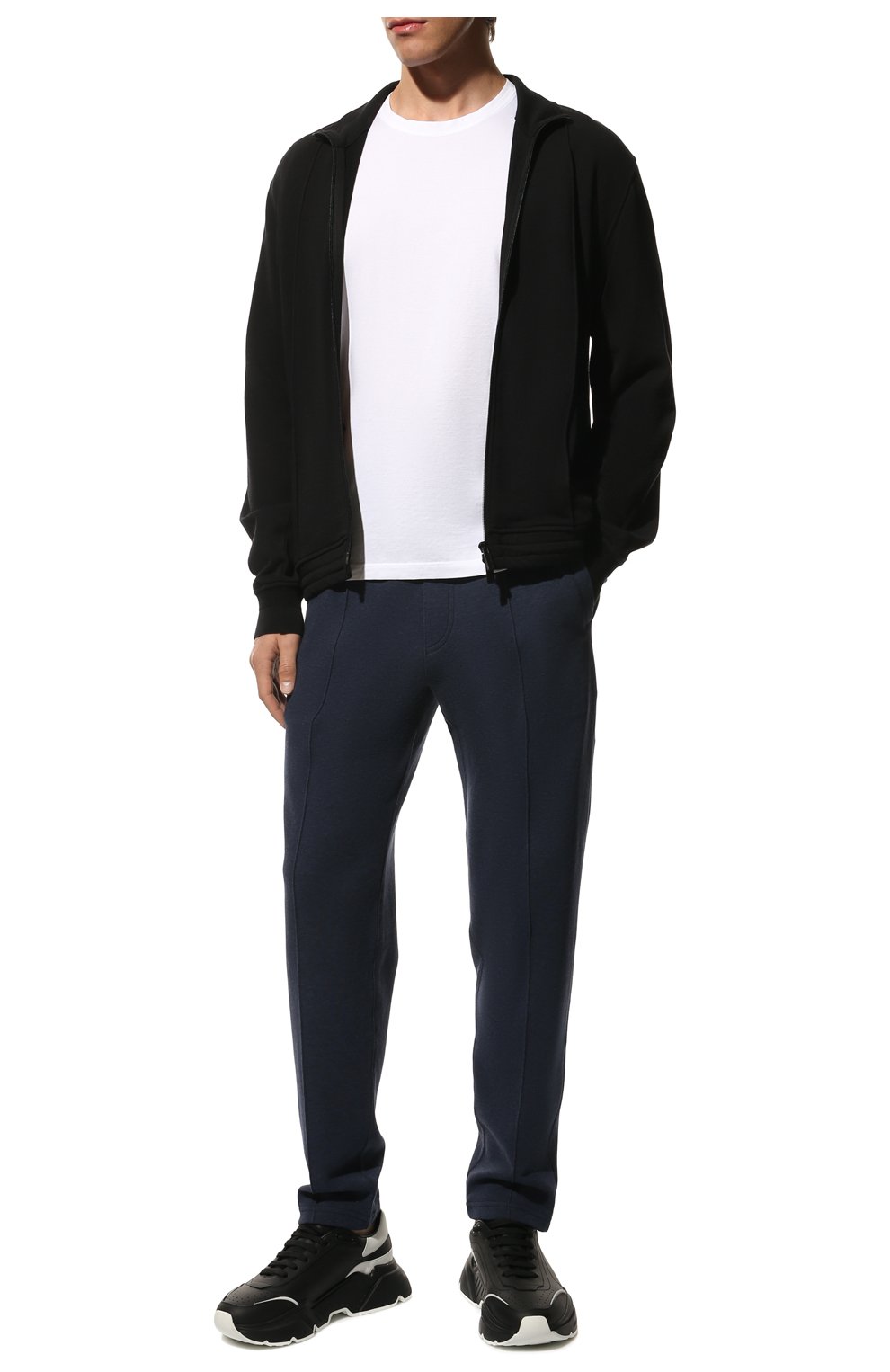Мужские хлопковые брюки BRUNELLO CUCINELLI темно-синего цвета, арт. M0T353212G | Фото 2 (Длина (брюки, джинсы): Стандартные; Случай: Повседневный; Материал внешний: Хлопок; Стили: Кэжуэл)