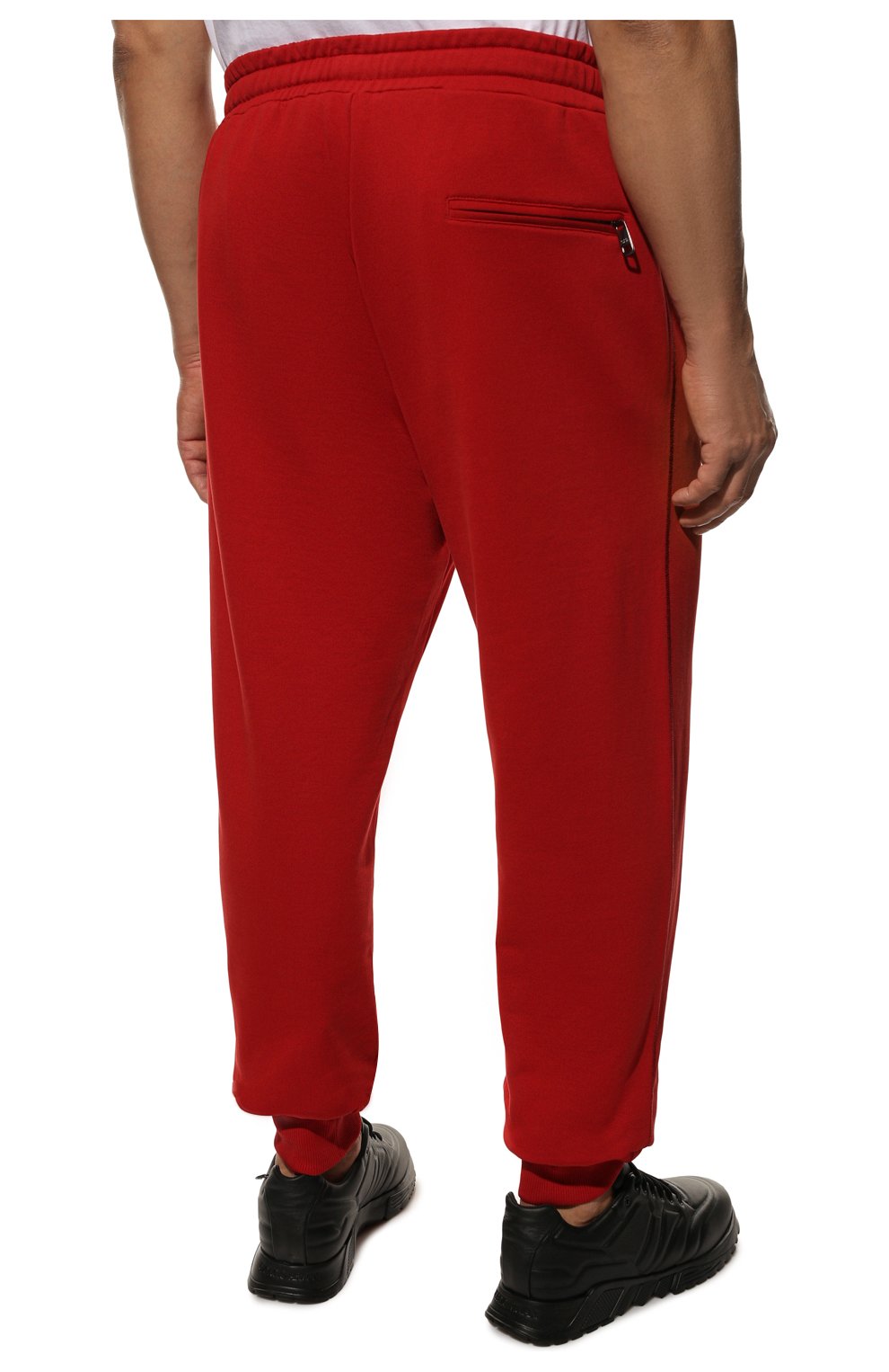 Мужские хлопковые джоггеры DOLCE & GABBANA красного цвета, арт. GWT1AZ/G7C8H | Фото 4 (Длина (брюки, джинсы): Стандартные; Материал внешний: Хлопок; Стили: Спорт-шик; Силуэт М (брюки): Джоггеры)