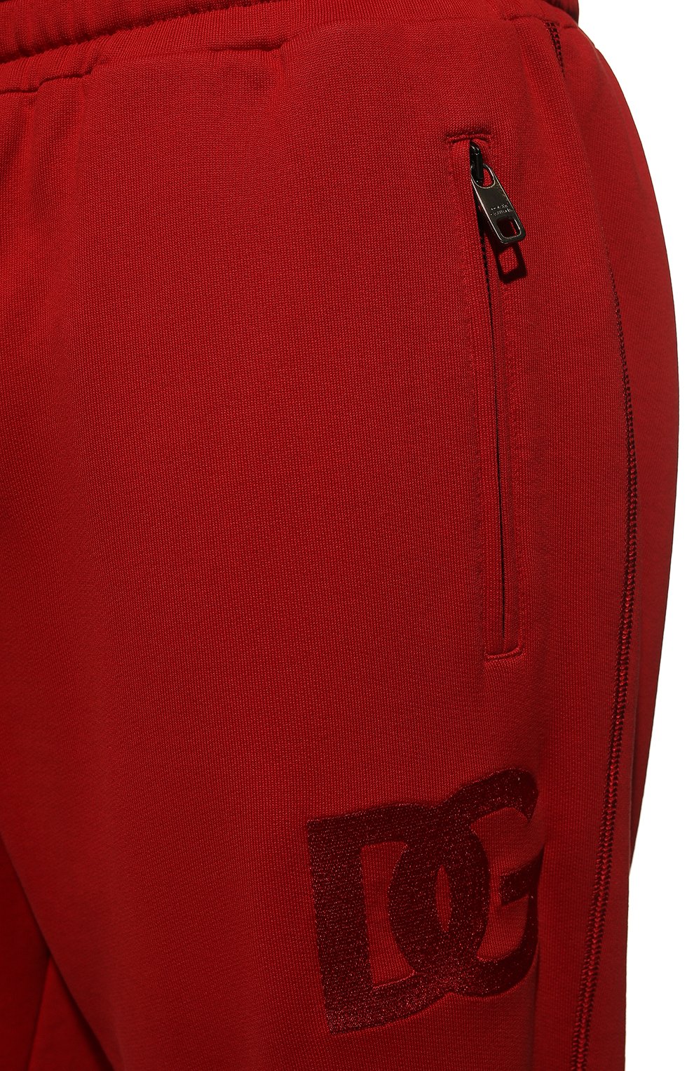 Мужские хлопковые джоггеры DOLCE & GABBANA красного цвета, арт. GWT1AZ/G7C8H | Фото 5 (Длина (брюки, джинсы): Стандартные; Материал внешний: Хлопок; Стили: Спорт-шик; Силуэт М (брюки): Джоггеры)