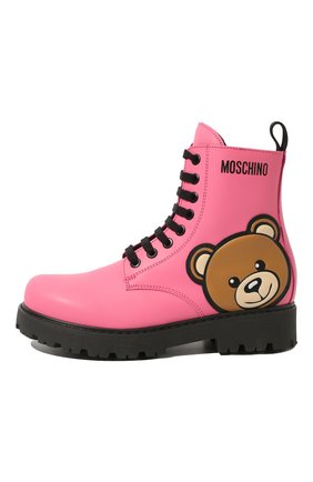 Детские кожаные ботинки MOSCHINO розового цвета, арт. 71866 VAR.3/36-41 | Фото 2 (Материал внешний: Кожа; Материал внутренний: Текстиль)