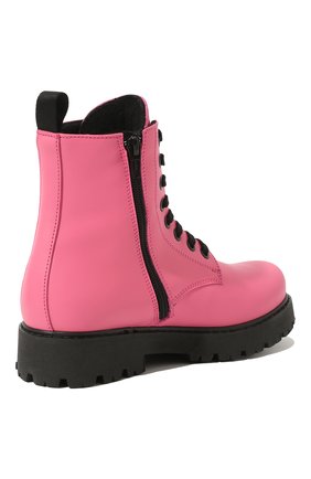 Детские кожаные ботинки MOSCHINO розового цвета, арт. 71866 VAR.3/36-41 | Фото 3 (Материал внешний: Кожа; Материал внутренний: Текстиль)