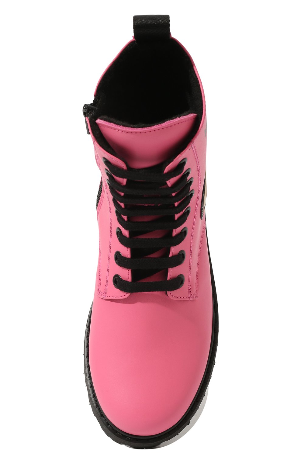 Детские кожаные ботинки MOSCHINO розового цвета, арт. 71866 VAR.3/36-41 | Фото 4 (Материал внешний: Кожа; Материал внутренний: Текстиль)
