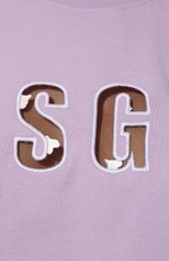 Женская хлопковая футболка MSGM сиреневого цвета, арт. 3241MDM99 227298 | Фото 5 (Женское Кросс-КТ: Футболка-спорт, Футболка-одежда; Рукава: Короткие; Длина (для топов): Стандартные; Материал внешний: Хлопок; Стили: Спорт-шик)