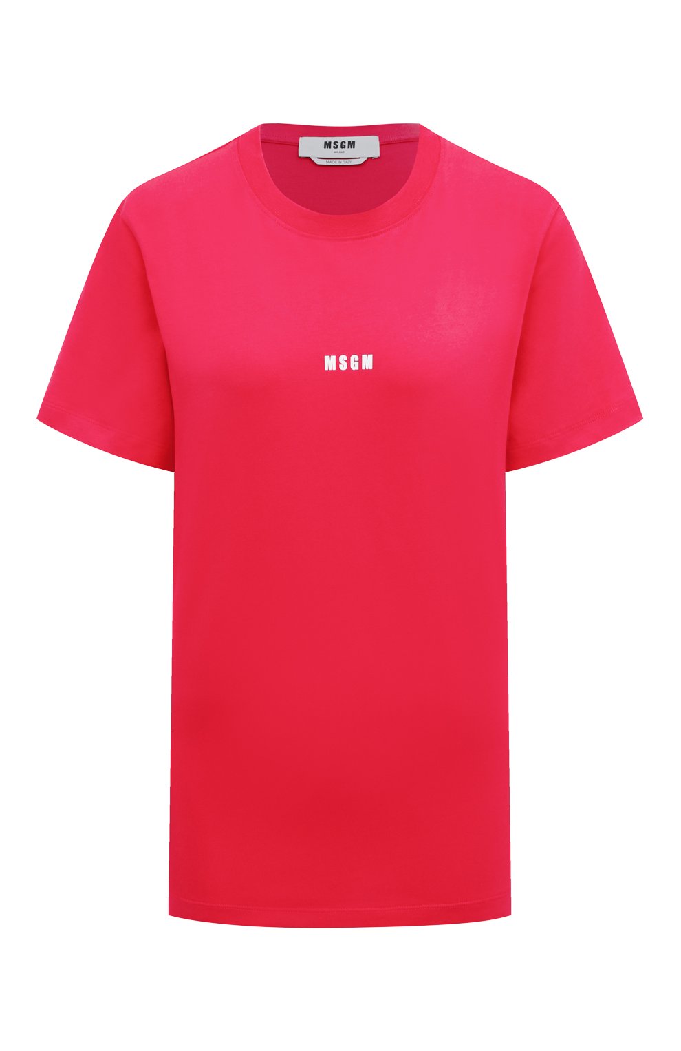 Женская хлопковая футболка MSGM фуксия цвета, арт. 3341MDM500 227798 | Фото 1 (Женское Кросс-КТ: Футболка-спорт, Футболка-одежда; Рукава: Короткие; Длина (для топов): Стандартные; Материал внешний: Хлопок; Стили: Спорт-шик)