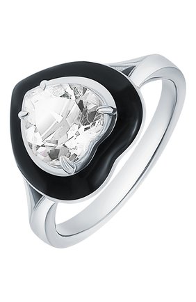 Женское кольцо с сердцем из горного хрусталя MOONKA черного цвета, арт. crg-r-crs | Фото 1