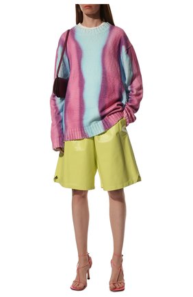 Женский хлопковый свитер ACNE STUDIOS разноцветного цвета, арт. A60337 | Фото 2 (Рукава: Длинные; Длина (для топов): Стандартные; Материал внешний: Хлопок)