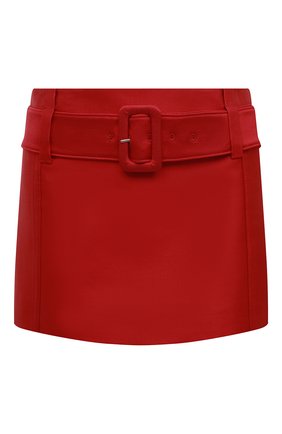 Женская юбка из шелка и шерсти PRADA красного цвета, арт. P108UH-BH7-F0011-221 | Фото 1 (Материал внешний: Шерсть, Шелк; Длина Ж (юбки, платья, шорты): Мини)