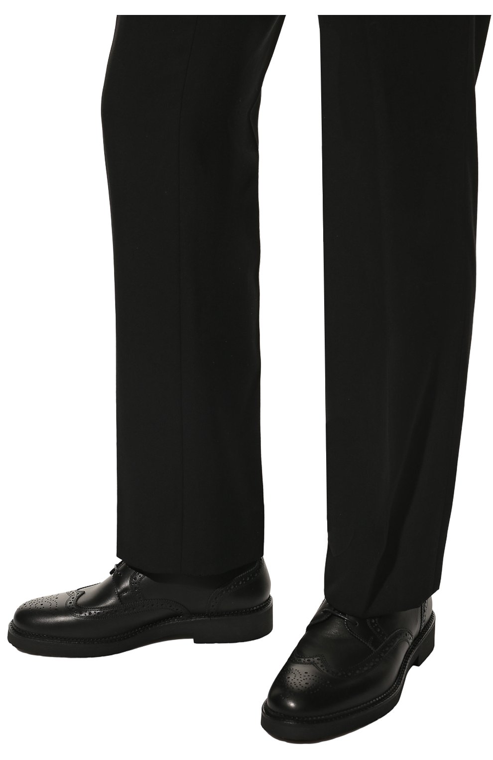 Мужские кожаные дерби HUGO черного цвета, арт. 50470063 | Фото 3 (Материал внешний: Кожа; Мужское Кросс-КТ: Броги-обувь; Стили: Классический)