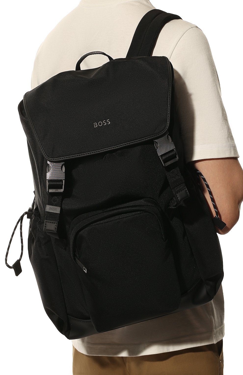 Мужская текстильный рюкзак BOSS черного цвета, арт. 50472930 | Фото 2 (Ремень/цепочка: На ремешке; Материал: Текстиль; Стили: Кэжуэл; Размер: large)