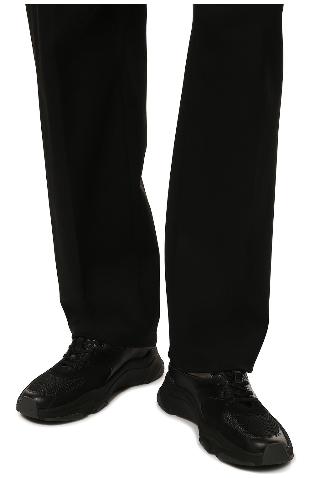 Мужские комбинированные кроссовки BOSS черного цвета, арт. 50475450 | Фото 3 (Материал внешний: Экокожа, Текстиль, Резина; Стили: Классический; Материал утеплителя: Без утеплителя)