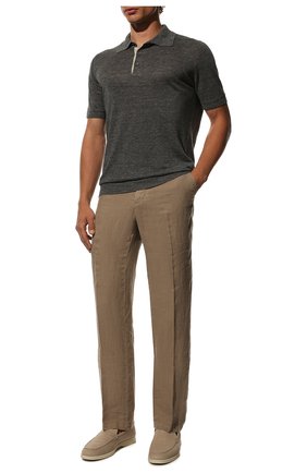 Мужские льняные брюки CORNELIANI бежевого цвета, арт. 894EX5-2120154/00 | Фото 2 (Длина (брюки, джинсы): Стандартные; Случай: Повседневный; Материал внешний: Лен; Стили: Кэжуэл)