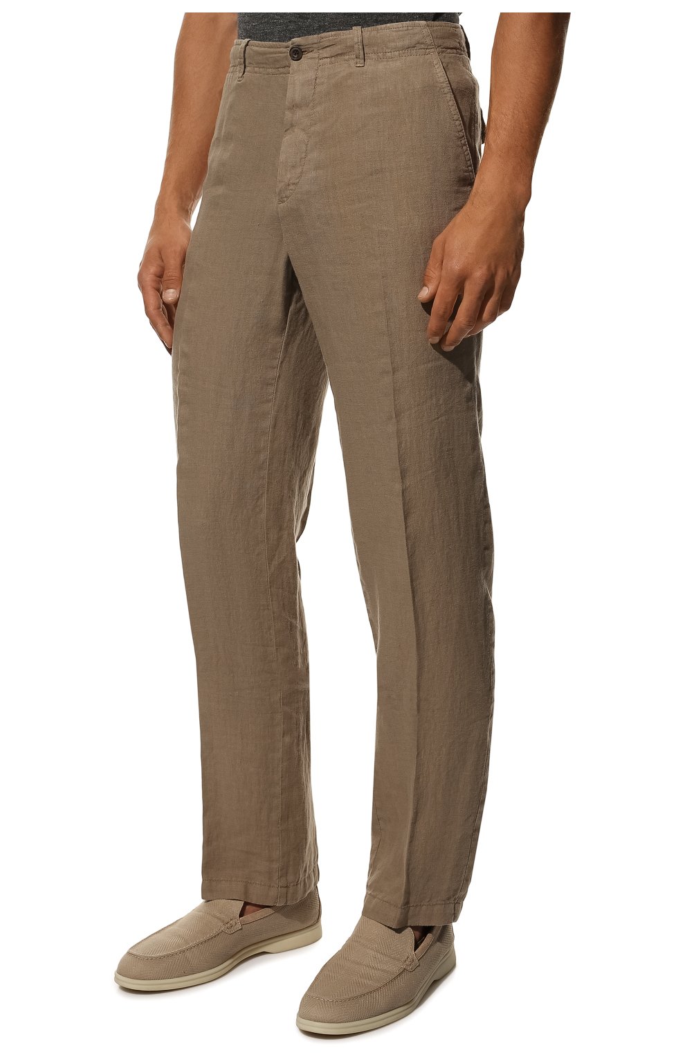 Мужские льняные брюки CORNELIANI бежевого цвета, арт. 894EX5-2120154/00 | Фото 3 (Длина (брюки, джинсы): Стандартные; Случай: Повседневный; Материал внешний: Лен; Стили: Кэжуэл)