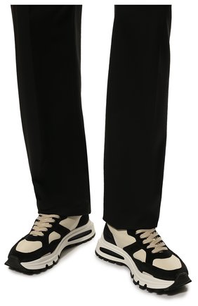 Мужские кожаные кроссовки run ds2 DSQUARED2 черно-белого цвета, арт. SNM0251 13230001 | Фото 3 (Материал внешний: Кожа; Материал внутренний: Натуральная кожа, Текстиль; Стили: Классический; Материал утеплителя: Без утеплителя)