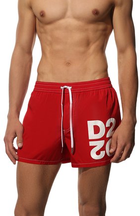 Мужские плавки-шорты DSQUARED2 красного цвета, арт. D7B8G4360 | Фото 2 (Материал внешний: Синтетический материал; Мужское Кросс-КТ: плавки-шорты)