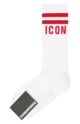 Мужские хлопковые носки icon DSQUARED2 белого цвета, арт. DFV142370 | Фото 1 (Материал внешний: Хлопок; Кросс-КТ: бельё)