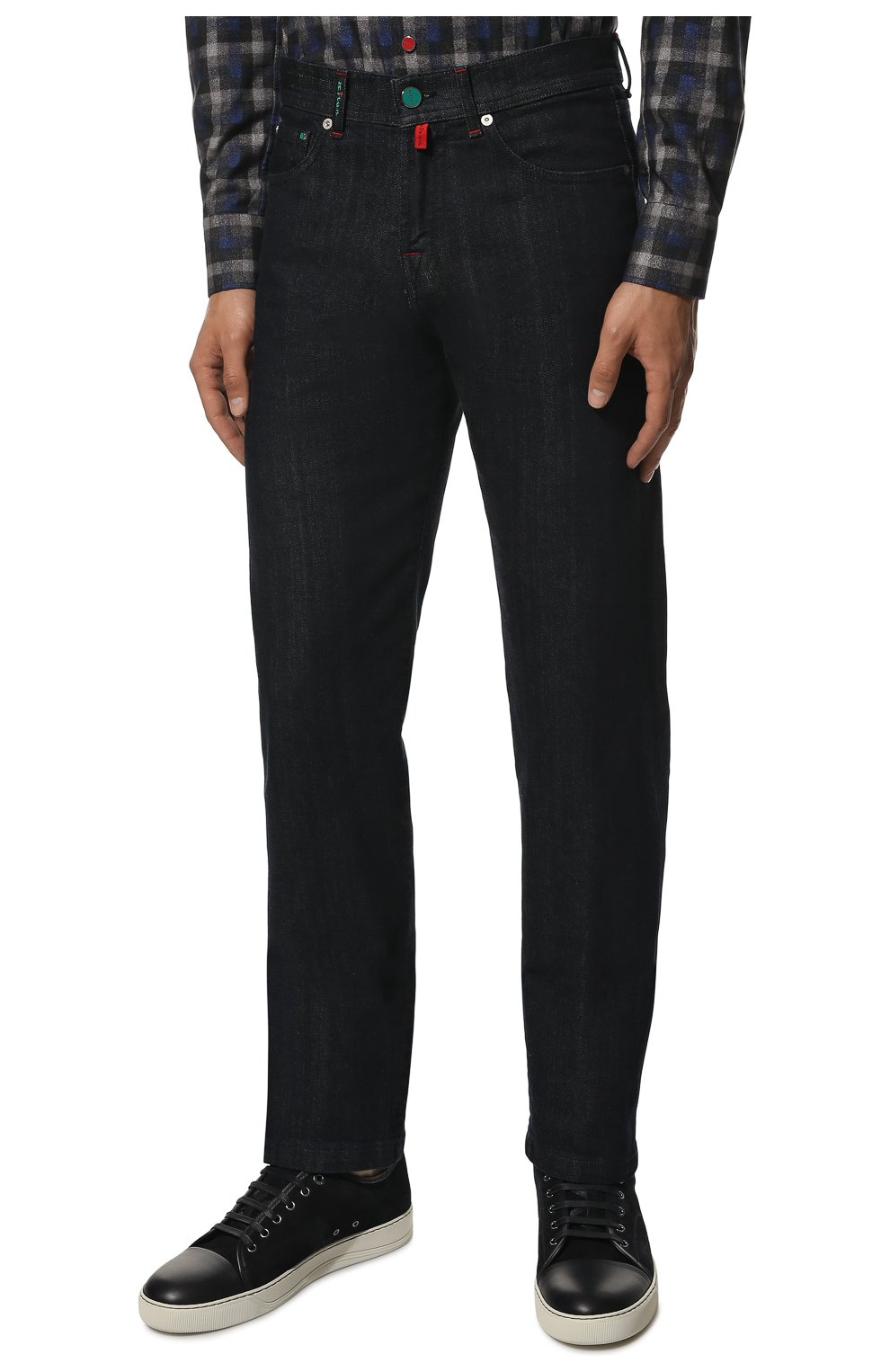 Мужские джинсы KITON темно-синего цвета, арт. UPNJS1/J0290B | Фото 3 (Силуэт М (брюки): Прямые; Кросс-КТ: Деним; Длина (брюки, джинсы): Стандартные; Материал внешний: Хлопок, Деним; Стили: Кэжуэл)