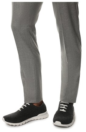 Мужские текстильные кроссовки KITON темно-серого цвета, арт. USSCLAWN00848 | Фото 3 (Материал внешний: Текстиль; Материал внутренний: Натуральная кожа; Стили: Классический; Материал утеплителя: Без утеплителя)