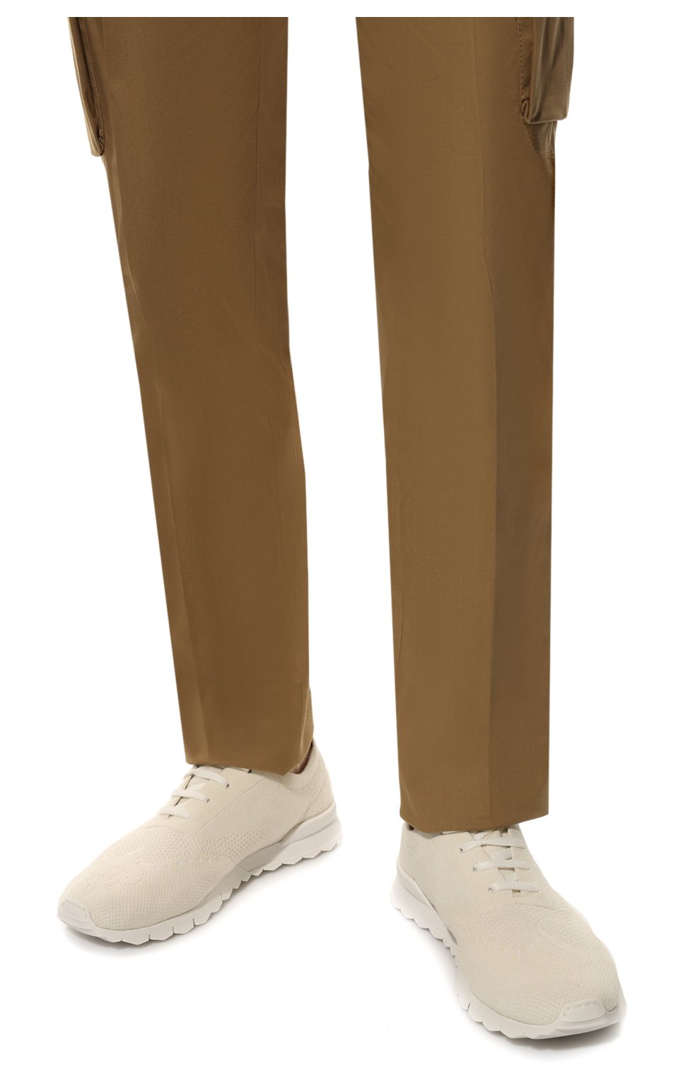 Мужские текстильные кроссовки KITON кремвого цвета, арт. USSCLAWN00848 | Фото 3 (Материал внешний: Текстиль; Материал внутренний: Натуральная кожа; Стили: Классический; Материал утеплителя: Без утеплителя)
