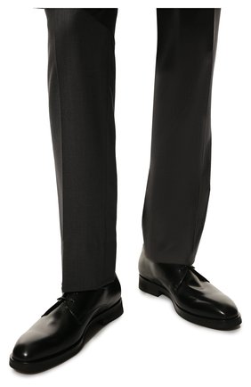 Мужские кожаные дерби BARRETT черного цвета, арт. 201U062.9/VITELL0 F | Фото 3 (Материал внешний: Кожа; Материал внутренний: Натуральная кожа; Стили: Классический)