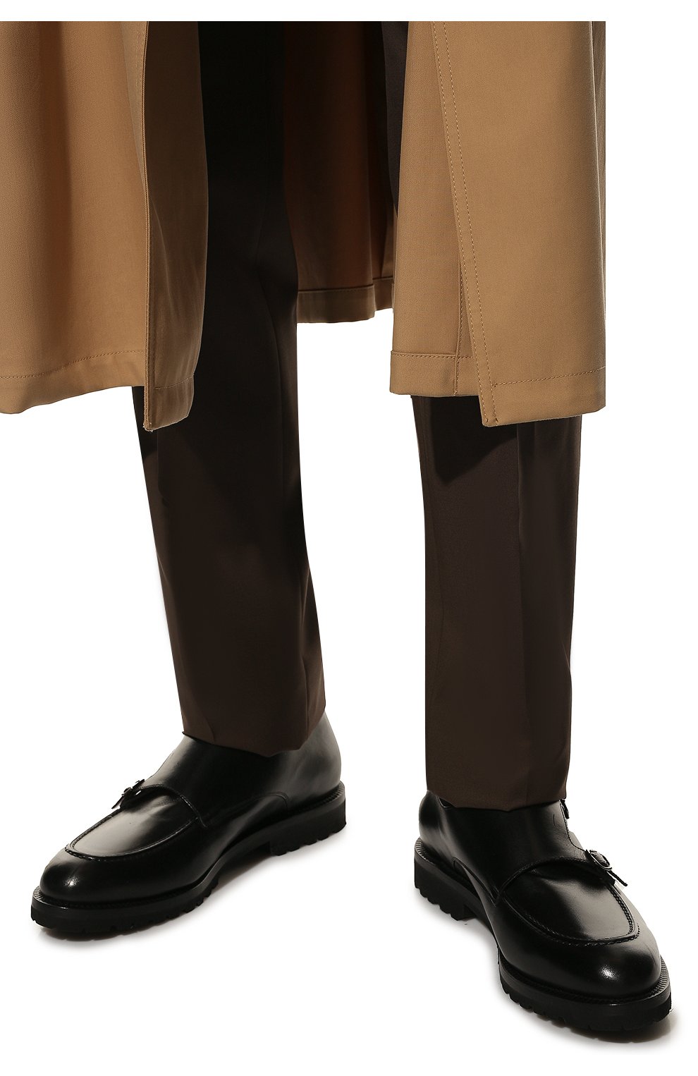 Мужские кожаные монки BARRETT черного цвета, арт. 202U044.27/VITELL0 F | Фото 3 (Материал внешний: Кожа; Материал внутренний: Натуральная кожа; Стили: Классический)