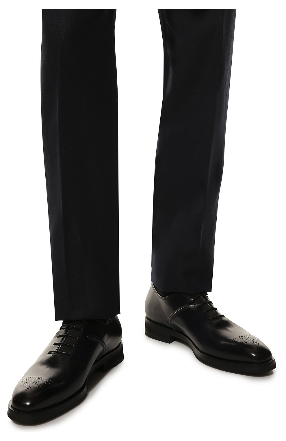 Мужские кожаные оксфорды BARRETT темно-синего цвета, арт. 212U013.12/BETIS CREAM | Фото 3 (Материал внешний: Кожа; Материал внутренний: Натуральная кожа; Стили: Классический)