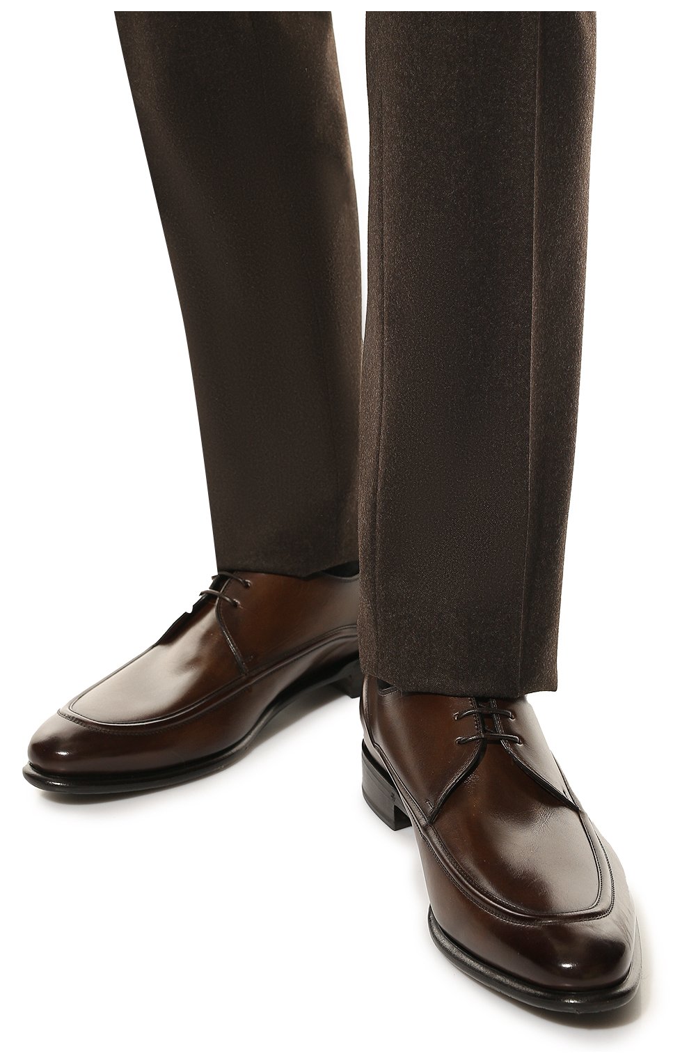 Мужские кожаные дерби BARRETT коричневого цвета, арт. 222U064.4/BETIS CREAM | Фото 3 (Материал внешний: Кожа; Материал внутренний: Натуральная кожа; Стили: Классический)