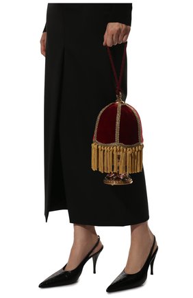 Женская сумка lampadario DOLCE & GABBANA бордового цвета, арт. BB6576/AS975 | Фото 2 (Женское Кросс-КТ: Вечерняя сумка; Сумки-технические: Сумки top-handle; Материал: Текстиль; Размер: small)
