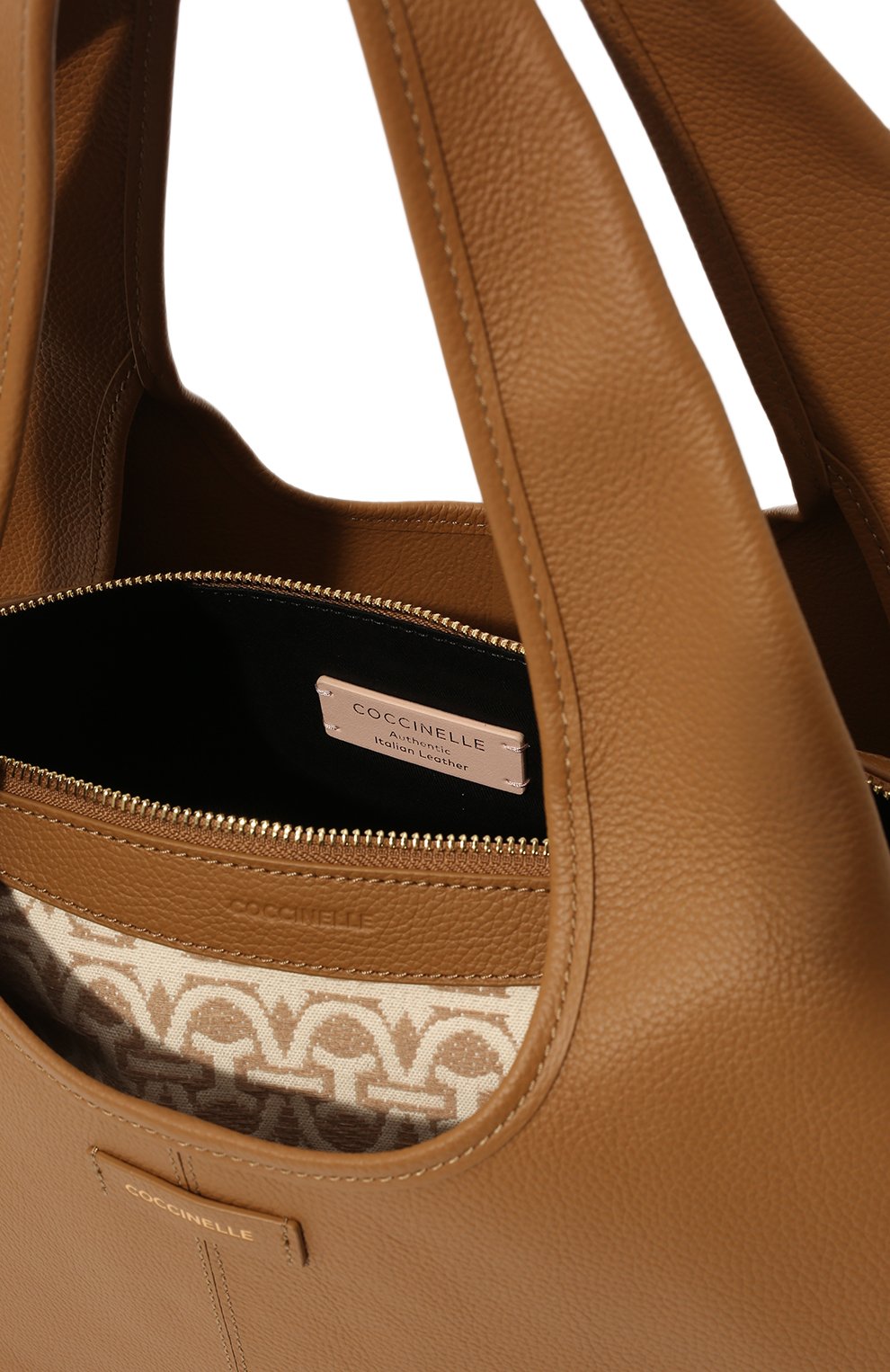 Женская сумка bianca COCCINELLE светло-коричневого цвета, арт. E1 MHA 13 01 01 | Фото 6 (Сумки-технические: Сумки top-handle; Материал: Натуральная кожа; Размер: large)