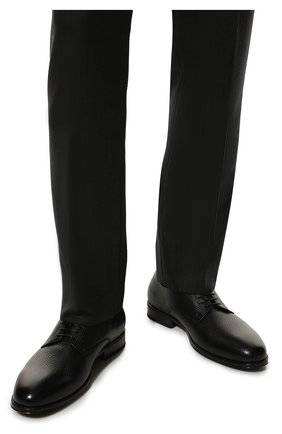 Мужские кожаные дерби DOUCAL'S черного цвета, арт. DU3093AUGUUM019NN00 | Фото 3 (Материал внешний: Кожа; Материал утеплителя: Натуральный мех; Стили: Классический)