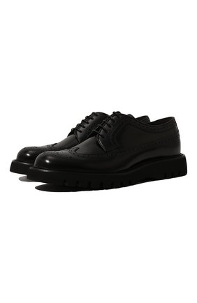 Мужские кожаные дерби BARRETT черного цвета, арт. BASTIA-001.1/SPAZZ0LAT0 | Фото 1 (Материал внутренний: Натуральная кожа; Материал внешний: Кожа; Стили: Классический; Мужское Кросс-КТ: Броги-обувь)