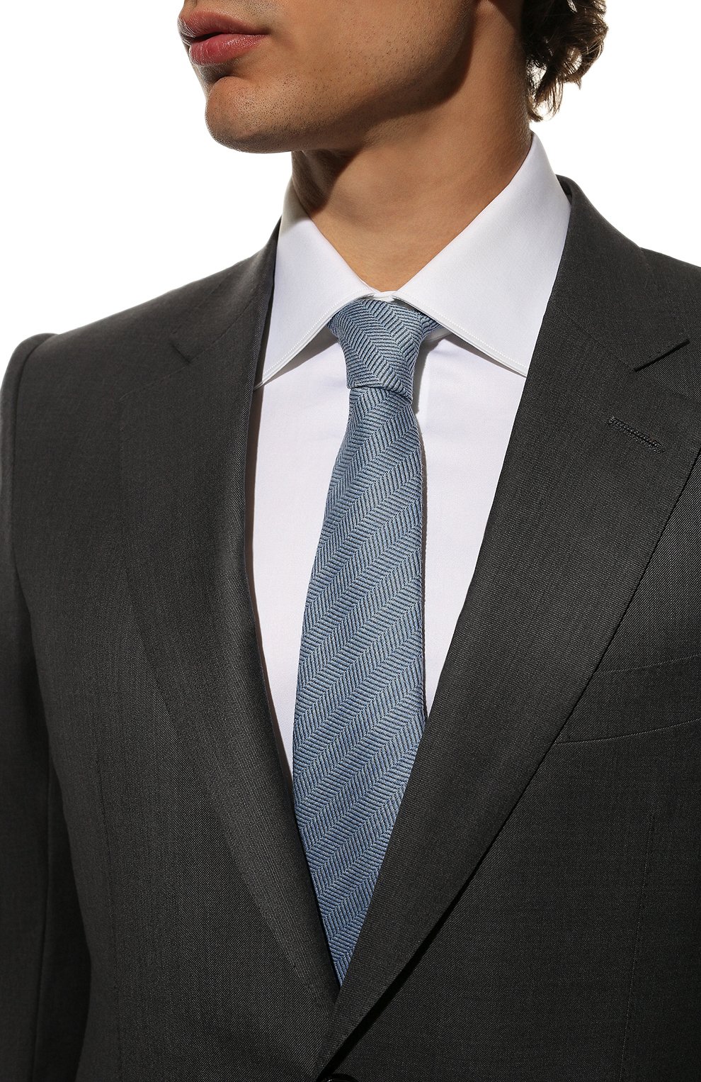 Мужской галстук из шерсти и шелка VAN LAACK голубого цвета, арт. LER0Y/K04001 | Фото 2 (Материал: Текстиль, Шерсть, Шелк; Принт: Без принта)