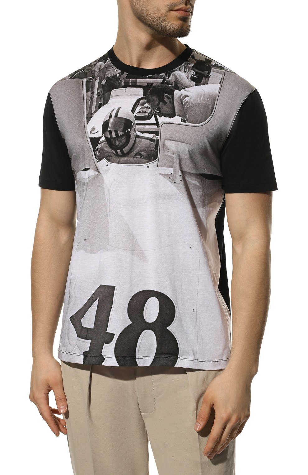 Мужская хлопковая футболка LIMITATO черно-белого цвета, арт. DRY MARTINI/T-SHIRT | Фото 3 (Рукава: Короткие; Длина (для топов): Стандартные; Принт: С принтом; Материал внешний: Хлопок; Стили: Кэжуэл)
