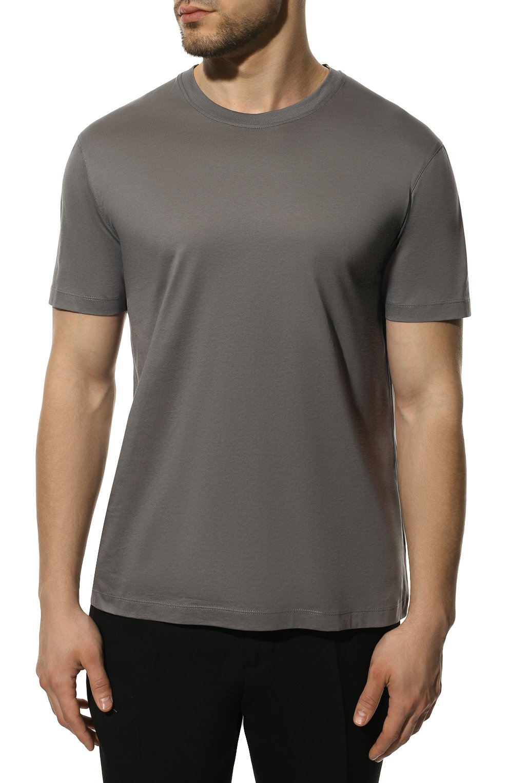 Мужская хлопковая футболка LIMITATO серого цвета, арт. CLASSIC/T-SHIRT | Фото 3 (Принт: Без принта; Рукава: Короткие; Длина (для топов): Стандартные; Материал внешний: Хлопок; Стили: Кэжуэл)