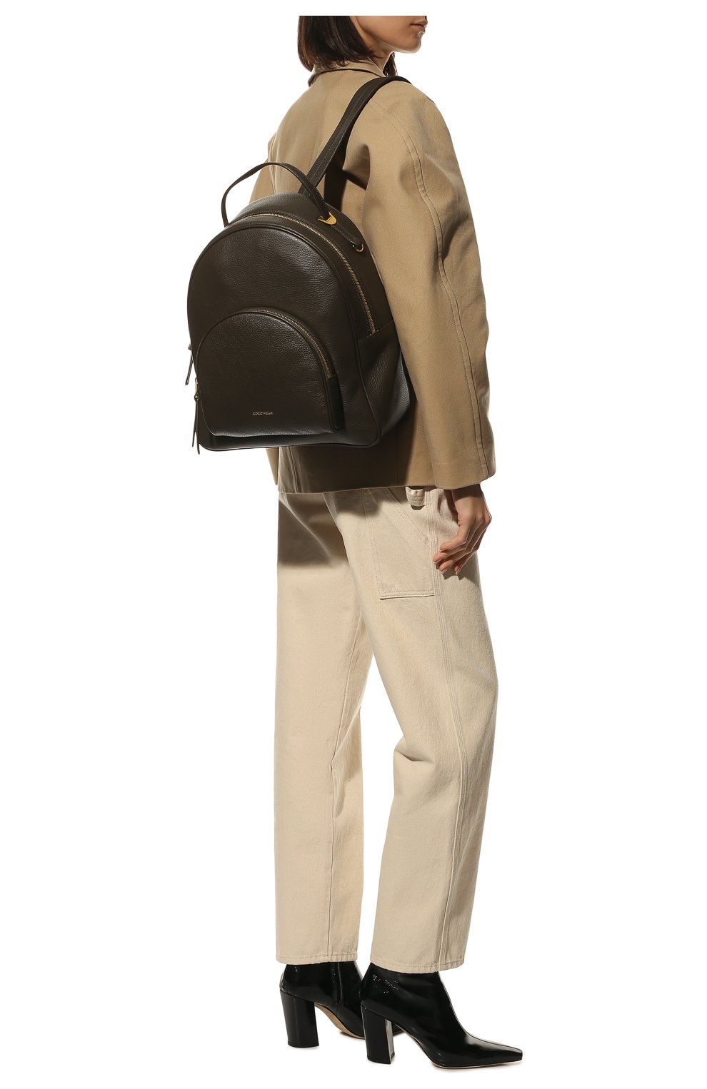 Женский рюкзак lea COCCINELLE хаки цвета, арт. E1 M60 14 02 01 | Фото 7 (Материал: Натуральная кожа; Стили: Кэжуэл; Размер: large)