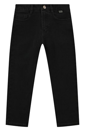 Детские джинсы IL GUFO черного цвета, арт. A22PL388JN021/10A-14A | Фото 1 (Материал внешний: Хлопок; Детали: Однотонный)